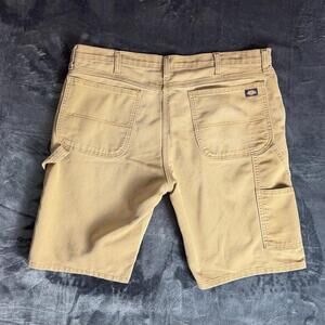 Dickies Flex Regular Fit Tan Canvas Hammer Loop Carpenter Work Short - Size 36